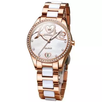 OLEVS Women s Watch, Japanese Movement, Mechanical, Automatic, Hand Watch, Popular, Stylish, Diamond Dial, Gift for Women, Ceramic Belt, High Quality