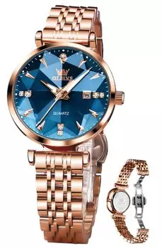 OLEVS Women s Watch, Quartz, Cute, Simple Dial, Easy to Read, Date, Luminous, Waterproof, Valentine s Day Gift, watch for women, Blue