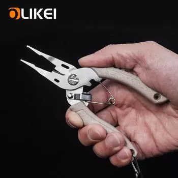 OLIKEI Рыболовные плоскогубцы из нержавеющей стали Многофункциональные рыболовные инструменты Плоскогубцы Разъемное кольцо для удаления крючков Резак для лески Рыболовные снасти Рыболовные аксессуары синий