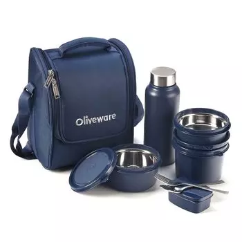 OLIVEWARE Ланч-бокс Teso Pro из легированной стали с бутылкой, 3 контейнера из нержавеющей стали, пластиковая коробка для рассола
