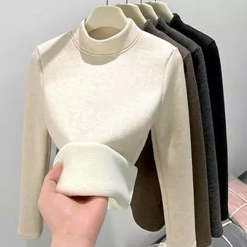 Ollie velvet half turtleneck bottoming shirt for women in autumn and winter, slim-fitting velvet thickened warm long-sleeved top M