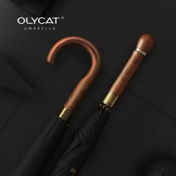 OLYCAT новый деревянный длинный зонт для мужчин, деловой винтажный большой зонт для гольфа, ветрозащитный простой уличный дорожный зонт для женщин и дождя