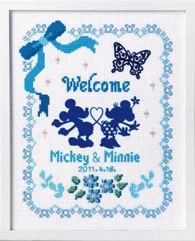 Olympus yarn 7371 embroidery kit Disney welcome board (blue)