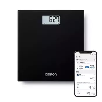 Omron Weight Scale Black Linked to automatic data automatic starts measuring just by getting on simple and stylish design HN-300T2-JTBK smartphone,
