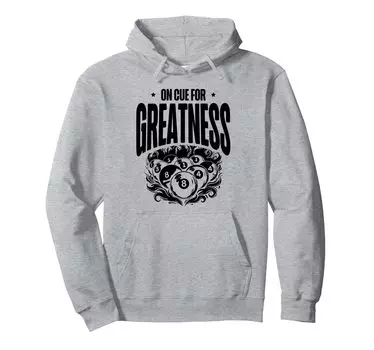 On Cue For Greatness Billiard Cue Pool Snooker Hoodie серый