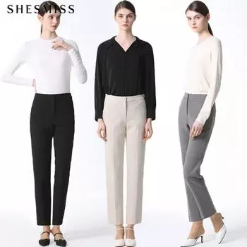 Она S Miss Solid Прямые брюки Tuck MELANGE GRAY (MG)/55