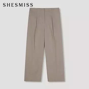 Она S Miss Укороченные брюки с одной защипкой SwwSln41220 Db dark beige/55