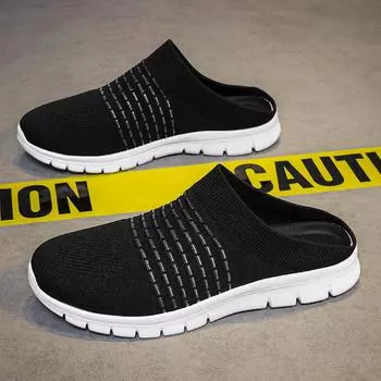 One-pedal men s shoes summer mesh breathable casual mesh shoes men s sports soft sole without heel bag head half drag large size 39