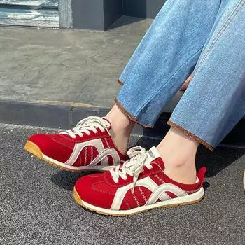 One pedal strappy sports bag head half slippers women s summer wear lazy casual shoes 35