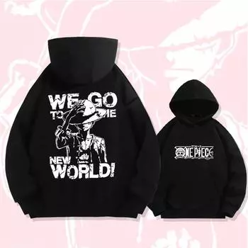 One Piece Luffy Мужская и женская толстовка с капюшоном Осень-зима Длинные рукава Флис Теплые толстовки Удобный свободный свитер с капюшоном XS