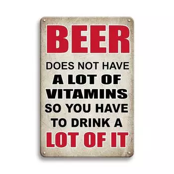 One piece, retro beer alcohol tin sign, interesting bar decoration, party cellar bar decoration, suitable for tribal table чёрный