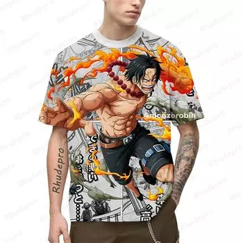 One Piece Смешная рубашка 3d Япония Harajuku Аниме Мужская футболка с коротким рукавом Футболка с принтом Луффи Мужская одежда Топы и футболки S