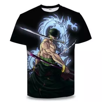 One Piece Zoro 3D Printed Anime Clothing Мужская футболка Весна и лето Короткий рукав Мужская модная футболка Топы S
