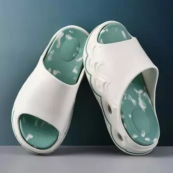One-word drag men s summer outer wear thick-soled non-slip cool slippers EVA heightened wear-resistant breathable non-smelly foot beach slippers 36-37