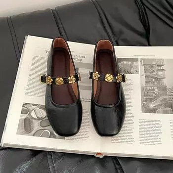 One word with Mary Jane shoes women s fashion versatile retro shallow mouth summer new square head ballet shoes 35