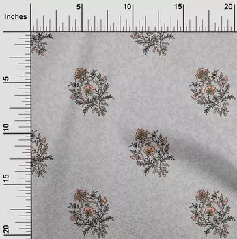 oneOone Cotton Flex Light Gray Fabric Leaves & Floral Block Dress Material Fabric Print Fabric By The Yard 40 Inch 42 Inch Wide - Viscose Chiffon розовый