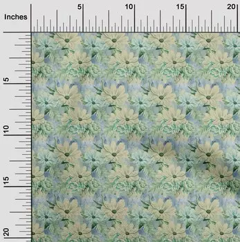 oneOone Cotton Flex Medium Blue Fabric Florals Материал платья Ткань Ткань с принтом в ярдах 40 дюймов 42 Inch Wide - Viscose Chiffon фиолетовый