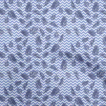 oneOone Cotton Flex Medium Blue Fabric Leaf с шевронным платьем Материал Ткань с принтом Ткань в ярдах 40 дюймов 42 Inch Wide - Viscose Chiffon средний синий