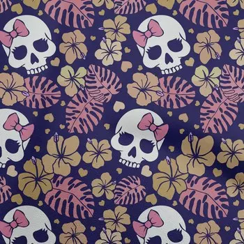 oneOone Cotton Flex Medium Blue Fabric Skull Dress Материал Ткань с принтом Ткань в ярдах 40 дюймов 42 Inch Wide - Viscose Chiffon средний синий