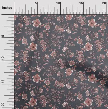 oneOone Ткань Cotton Flex Gray с рисунком листьев и цветов, художественный швейный материал, ткань с принтом по ярдам, 40 дюймов 42 Inch Wide - Viscose Chiffon кармин красный