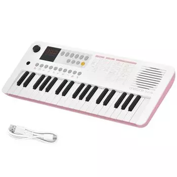 Onetone Electronic Mini 37 LED японская кабельная клавиатура, клавиши, дисплей, совместимость с USB-MIDI, возможность письма, OTK-37M/WHPK (USB-накопитель в комплекте)