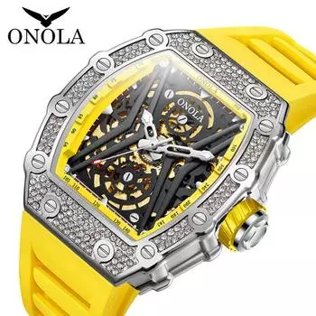 ONOLA ON3828D модные спортивные полностью автоматические механические часы мужские водонепроницаемые часы с силиконовым ремешком