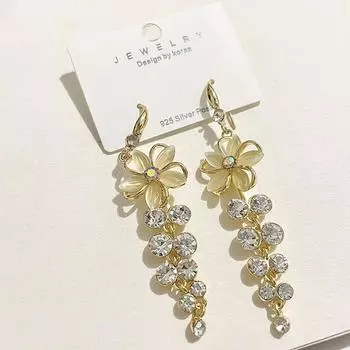Opal Flower Earrings Acrylic Tassel Stud Earrings Elegant 1 Pair золотой