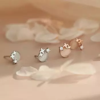Опаловые маленькие звездочки-серьги-гвоздики женские летние милые сладкие серьги для сна без отверстий для ушей
