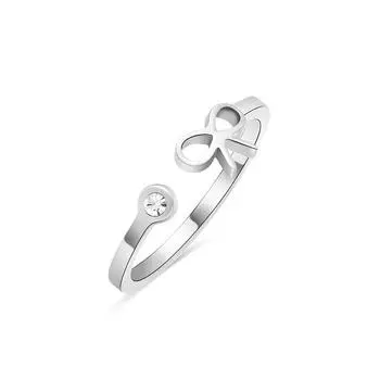 Open Ring, Stainless Steel Bow, Peach Heart Cross, Fashion, Diamond-Encrusted, Non-Fading, Titanium Steel Ring Ornament Opening adjustable