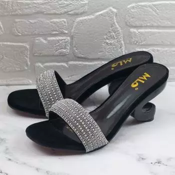 Open The Toe Strange High Heel Slippers Women Gladiator Sandals Elegant Bling Pearl Slides Women s Summer Shoes Bling Slipper 36 золотой