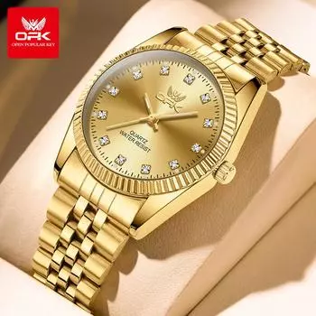 OPK 6027 Watches For Men Stainless Steel Quartz Watch Zircon Scale Wristwatch Waterproof Luminous Automatic Watch Reloj Hombre Yes