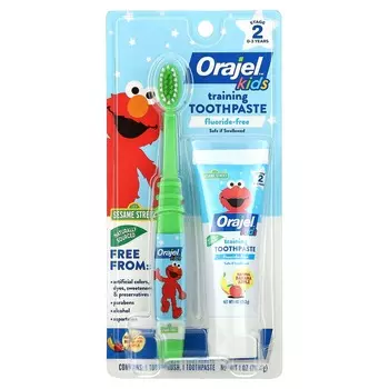 Orajel, Очищающее средство для зубов и десен Elmo, без фторида, для детей от 3 до 24 месяцев, яркий банан и яблоко, 1 унция (28,3 г)