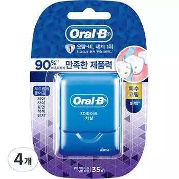 Oral-B Glide 3D Белая зубная нить 35 м, 4 шт., 1 шт.
