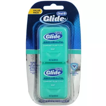 Oral-B, Glide, Pro-Health, зубная нить Comfort Plus, мятная, 2 упаковки, 40 м (43,7 ярда) каждый