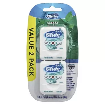 Oral-B, Glide, зубная нить Scope, 2 упаковки, 40 м (43,7 ярда) каждый