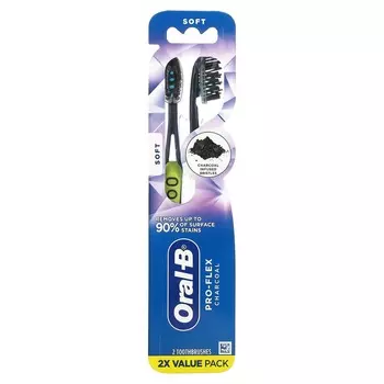 Oral-B, Pro-Flex, угольная зубная щетка, мягкая, 2 зубные щетки