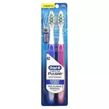 Oral-B, Pro-Health, зубная щетка Pulsar на батарейках, средняя, 2 шт. в упаковке