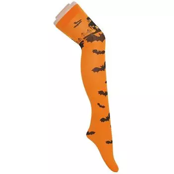 Orange Black Bat Halloween Socks, Masquerade Over the Knee Bat Stockings Halloween Stockings average code