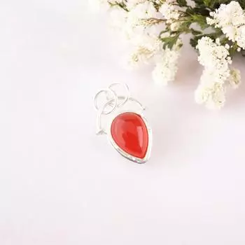 Orange Carnelian Gemstone 925 Solid Silver Jewelry Handmade Pendant Wedding Gift PP-56-22
