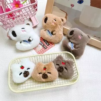 Orange Plush Capybara Brooch Funny Plush Badge Pin Bag Jewelry Plush Capybara Pin Unisex dark brown-body