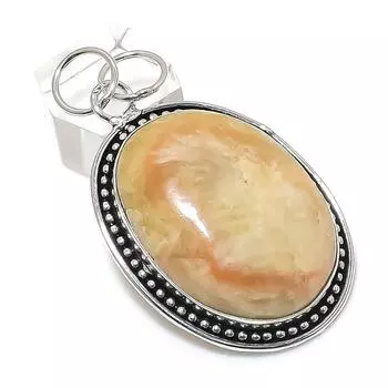 Orange Seraphinite Gemstone 925 Sterling Silver Jewelry Pendant 2.36 W2J12