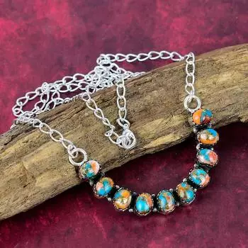 Orange Spiny Oyster 925 Solid Sterling Silver Necklace, Handmade Gemstone Jewelry Necklace, For Memorial Day
