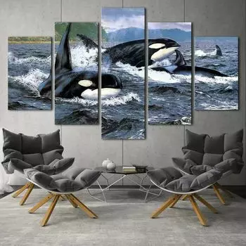 Orca Stration Killer Whale Ocean 5 шт. настенные художественные холсты постеры живопись для гостиной спальни домашний декор фотографии украшения 20x35 20x45 20x55cm