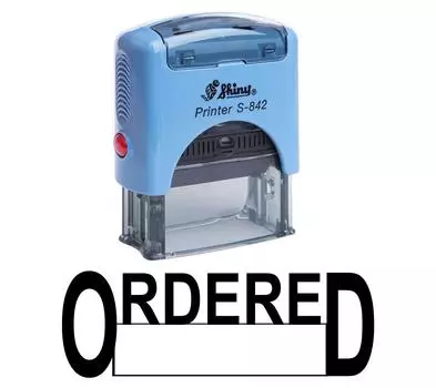 ORDERED Self Inking Rubber Stamp Custom Shiny Office Стационарный штамп Impression Area 14 mm x 38 mm чёрный