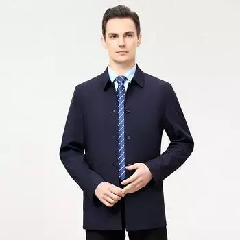 Ordos city s new men s business jacket middle-aged and elderly buttoned casual loose large size iron-free jacket 170