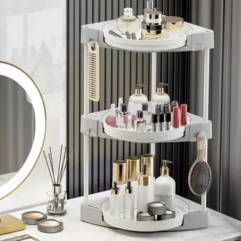 Органайзер Lazy Susan, стойка для хранения, большая вместимость, многослойный дизайн, вращающийся на 360 градусов, органайзер для косметики Dual Layer