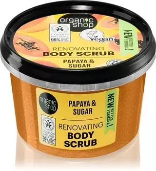 Organic Shop Органический сахарный скраб для тела с папайей и сахаром TU прозрачный