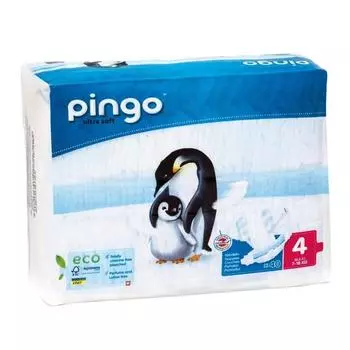 Органические подгузники Pingo Swiss, этап 4 (7-18 кг) 40 листов x 2 упаковки