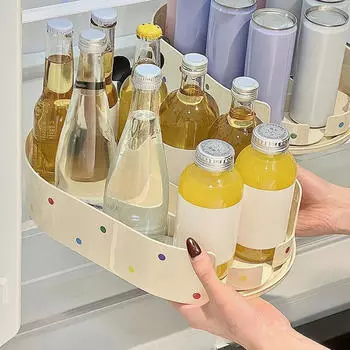 Organizer Turntable Drink Dispenser Multipurpose Rotating Condiment for Food Refrigerator Milky White