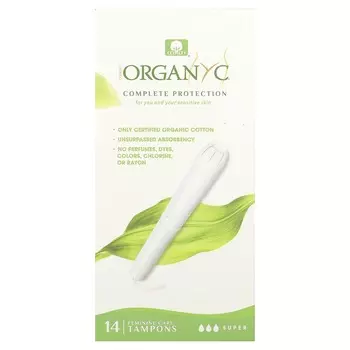 Organyc, органические тампоны, супер, 14 упаковок